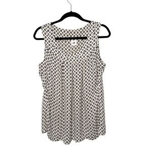 Cabi Sleeveless Cream Blue Pink Diamond Print Top Size L
